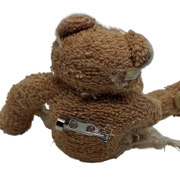 VINTAGE PLUSH LITTLE LADY TEDDY BEAR BROOCH - Picture 4 of 6